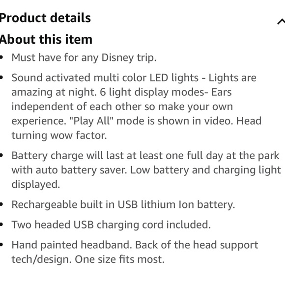 🆕 Mouse Ears sound activated LED lights Unisex - Picture 5 of 5